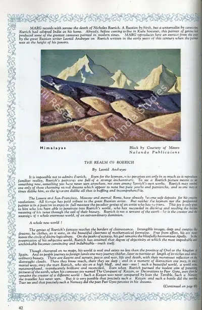Leonid Andreyev (Essayist), The Realm of Roerich, 1948, Essay