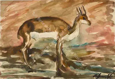 Abani Sen (Artist), Untitled (Deer), 1959, Painting