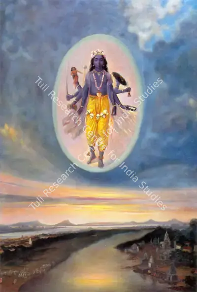 Dhurandhar, M.V. (Artist). The Goddess Kali Above Triveni Sangam, n.d. | Painting, Ch.Lon/02.06.98