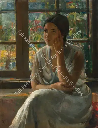 Trindade, A.X. (Artist). Untitled (Girl At Window), 1915 | Painting, So.NeY/19.03.14, 2014 · Sotheby's