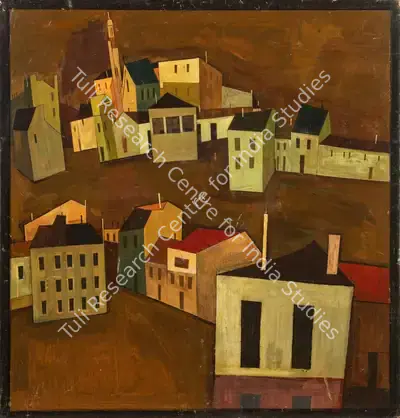 S.H. Raza (Artist), Untitled (Houses), 1952, Painting