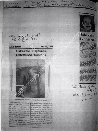 Sabavala explores unfettered horizons, 1969, Newspaper Clipping