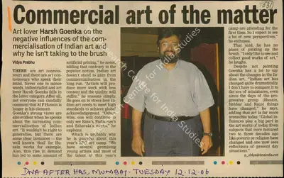 Vidya Prabhu (Reporter), Commercial Art of the Matter, 2006, Newspaper Clipping