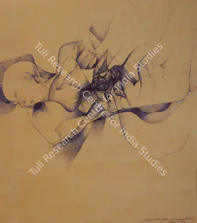 Jamil Naqsh (Artist), Reclining Female Nude, 1983, Painting