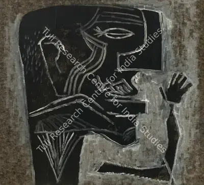 K.S. Kulkarni (Artist), Untitled (Face), 1965, Painting