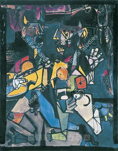 Attributed to K.S. Kulkarni (Artist), Musicians, 1955, Painting
