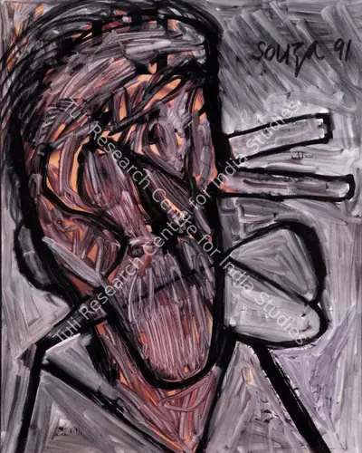 F.N. Souza (Artist), Figures in Landscape, 1968, Painting