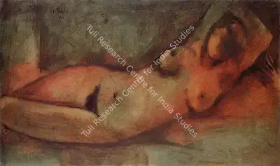 B. Vithal (Artist), Nude Reclining, 1966, Painting