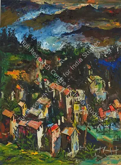 S.H. Raza (Artist), Kashmir Landscape, 1948, Painting