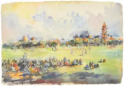 S.H. Raza (Artist), Untitled (The Oval, Bombay), 1945, Painting