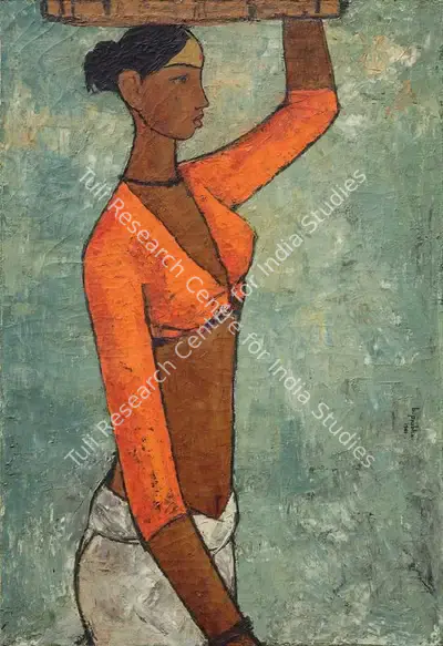 B. Prabha (Artist), Fisherwoman, 1961, Painting