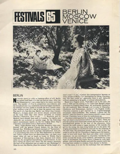 Richard Roud (Essayist), Festivals 65, 1965, Essay