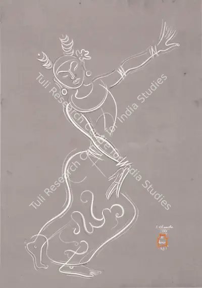 Shiavax Chavda (Artist), Dancer, 1953, Drawing