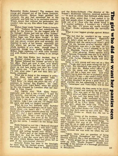 N. Bharathi (Interviewer), The Girl who did not want her panties seen, 1975, Conversation