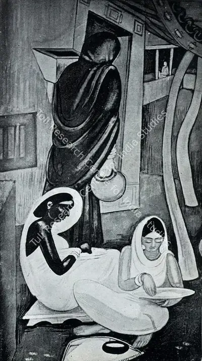 Shiavax Chavda (Artist), Three Women, 1946, Painting
