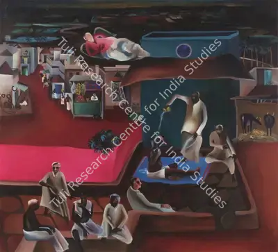 Khakhar, Bhupen P. (Artist). Death in the Family. Oil on Canvas, 1977 | Bhupen Khakhar 1934 - 2003, 2003 | Painting | FineArts | 00149674