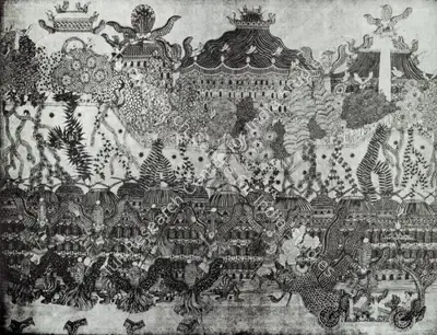 K. Ramanujam (Artist), Built Great to her Glory and from Their Roofs the Vines of the Earth Reached for the Heavens, 1973, Drawing