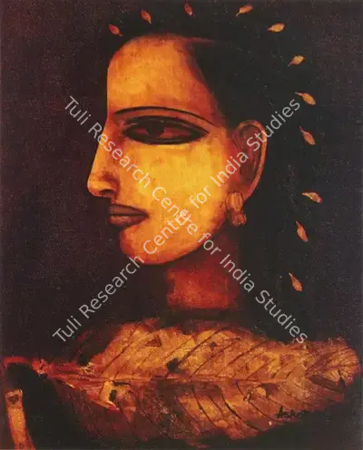 Ashok Bhowmick (Artist), Face of a lady, Painting
