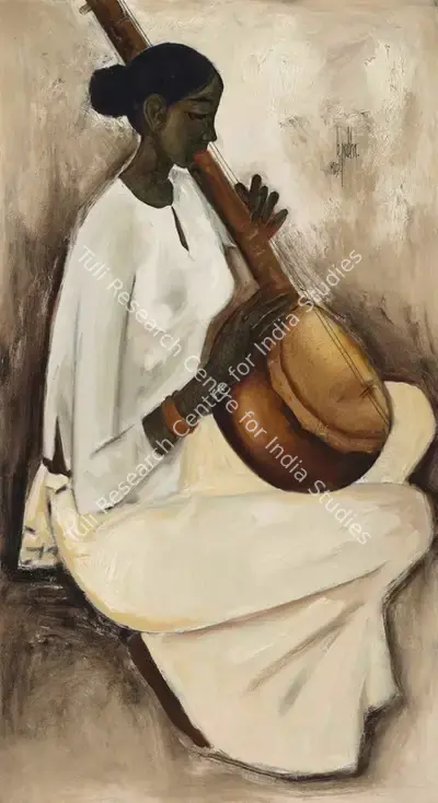 B. Prabha (Artist), Untitled (Woman Playing Sitar), 1967, Painting