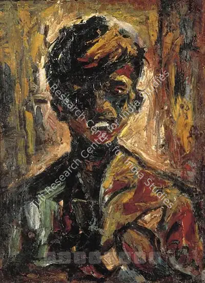 Biswas, Nikhil (Artist). Portrait Of A Boy. Oil on canvas, late 1950s | Painting | FineArts | 00376571