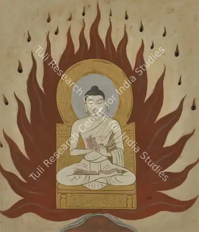 K.K. Hebbar (Artist), Buddha, 1960, Painting