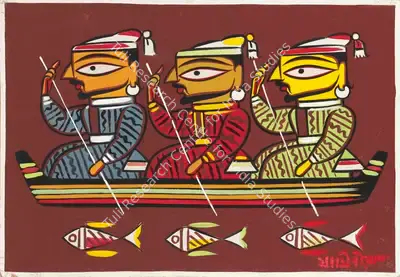 Jamini Roy (Artist), Untitled (Three Boatmen), 1921, Painting