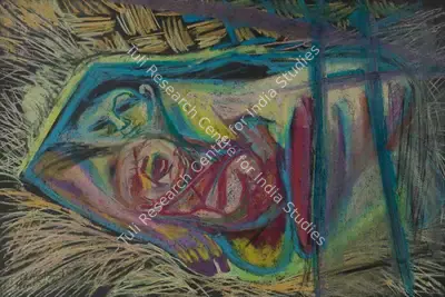 Chittaprosad (Artist), Untitled (Mother and Child at Rest), 1965, Painting