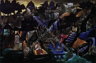 Manu Parekh (Artist), Benaras, 1991, Painting