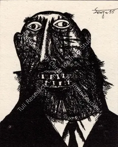 F.N. Souza (Artist), Six Gentleman of our Times, 1955, Drawing