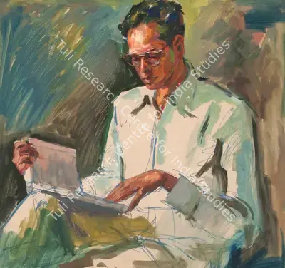 S.H. Raza (Artist), Untitled (Portrait of S.A. Krishnan), 1945, Painting