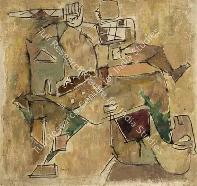 M.F. Husain (Artist), Warrior, 1951, Painting