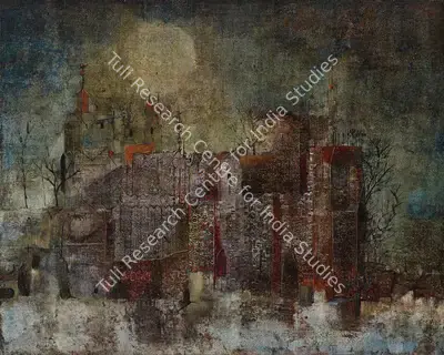 S.K. Bakre (Artist), Untitled (Cityscape), 1964, Painting