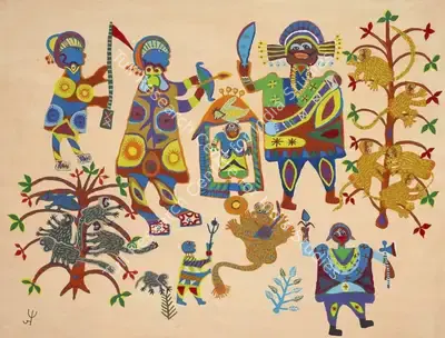 Jodhaiya Bai&nbsp;Baiga (Artist), Sita Haran, 2018, Painting
