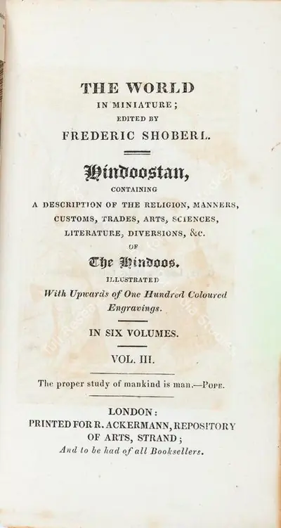 Frederic Shoberl (Editor), Hindoostan, 1822, Edited Antiquarian Book