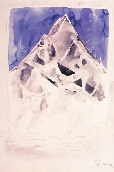 M.F. Husain (Artist), Shiva, 1971, Painting