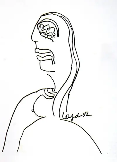 Jaya Ganguly (Artist), Portrait of a Lady, 2002, Drawing