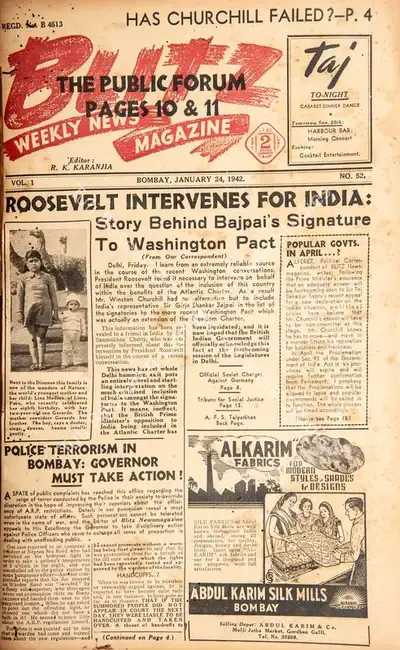 R.K. Karanjia (Editor), Blitz, 1942, Magazine