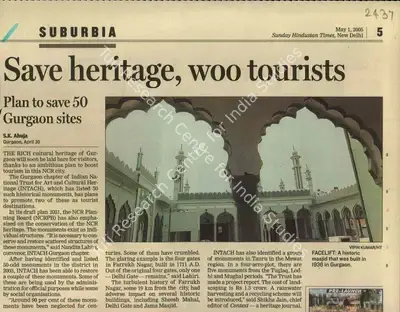 S.K. Ahuja (Writer), Save Heritage, Woo Tourists, 2005, Newspaper Clipping