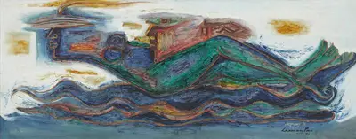 Laxman Pai (Artist), Boat Passenger, 1971, Painting