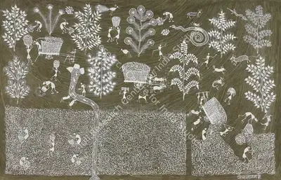 Jivya Soma&nbsp;Mashe (Artist), Untitled (Harvest), Painting