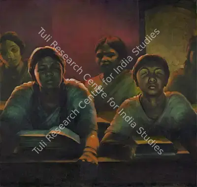 Bikash Bhattacharjee (Artist), Evening Class, 1985, Painting