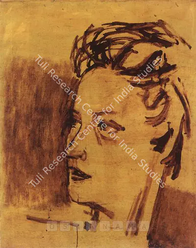 M.F. Husain (Artist), Portrait Of A Lady, 1930, Painting