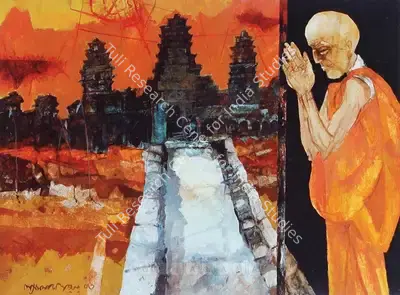 Shyamal Dutta Ray (Artist), Angkor Wat, Cambodia, 2003, Painting