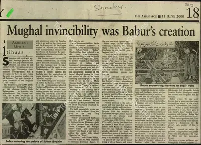 Akhilesh Mitthal (Writer), Mughal Invincibility Was Babur's Creation, 2000, Newspaper Clipping