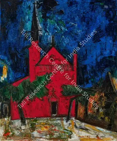 S.H. Raza (Artist), Untitled (Eglise Rouge), 1956, Painting