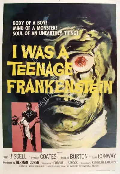 Herman Cohen (Producer), I Was a Teenage Frankenstein, 1957, Poster