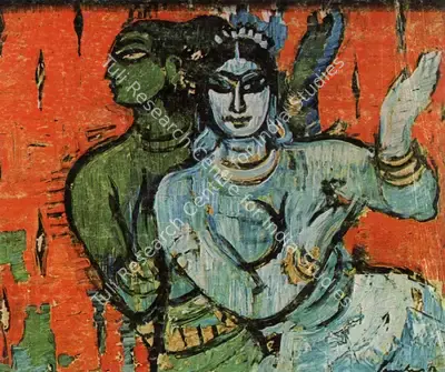 K.C.S. Paniker (Artist), Dancers, 1954, Painting