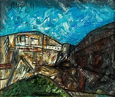 F.N. Souza (Artist), Spanish Landscape, 1961, Painting