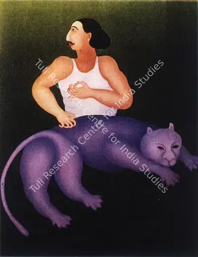 Manjit Bawa (Artist), Man and Tiger, 1986, Painting