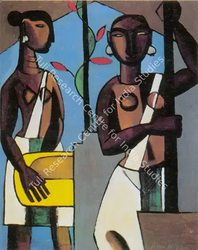 Biren De (Artist), Untitled (Santhal Series), 1955, Painting